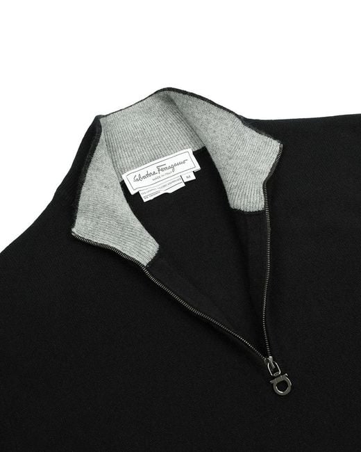 Ferragamo Black Semi-Zipper Sweater for men