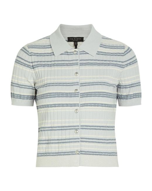 Rag & Bone Blue Striped Cotton-Blend Cardigan