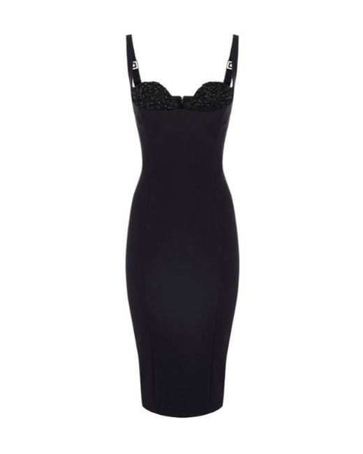 Elisabetta Franchi Blue Embellished Lightweight Crepe Dress