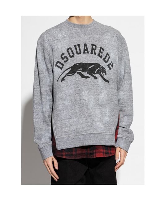 DSquared² Gray Logo-Printed Layered Sweatshirt for men