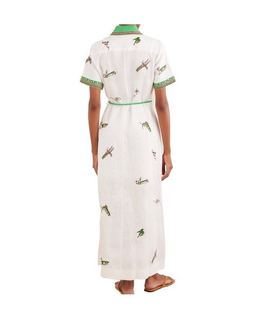 ALÉMAIS White Wanda Embroidered Shirt Dress