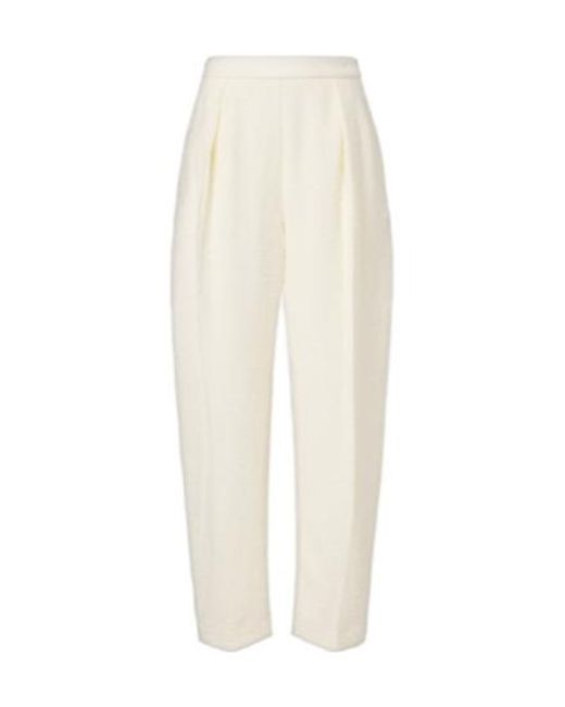 Rohe White Wool-Blend Bouclé Barrel-Leg Pants