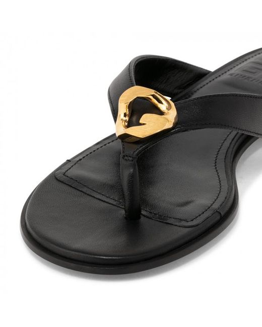 Givenchy Brown Thong Strapped G Chain Buckle Sandals