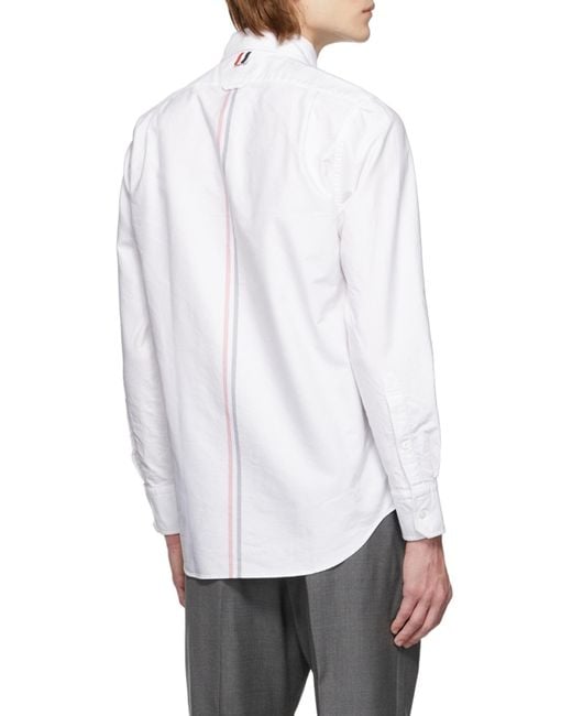 Thom Browne White Logo Patch Shirt for men