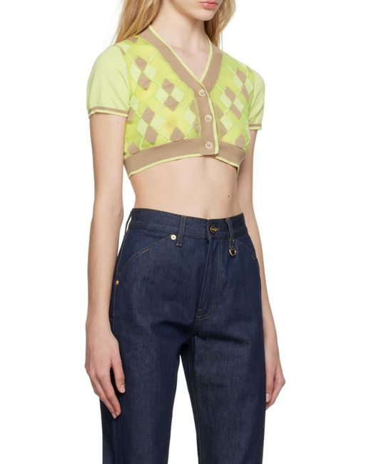 Jacquemus Blue Argyle-Check-Pattern Cropped Top