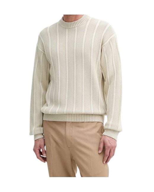 Boss Natural Ribbed Crew-Neck Sweater for men