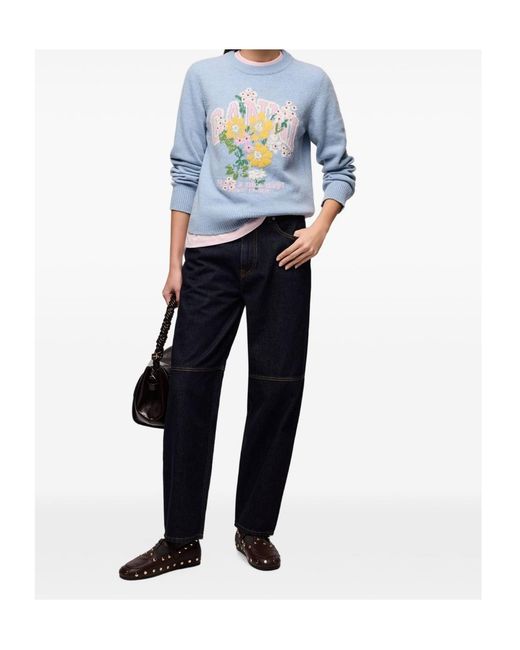 Ganni Blue Long-Sleeved Sweater