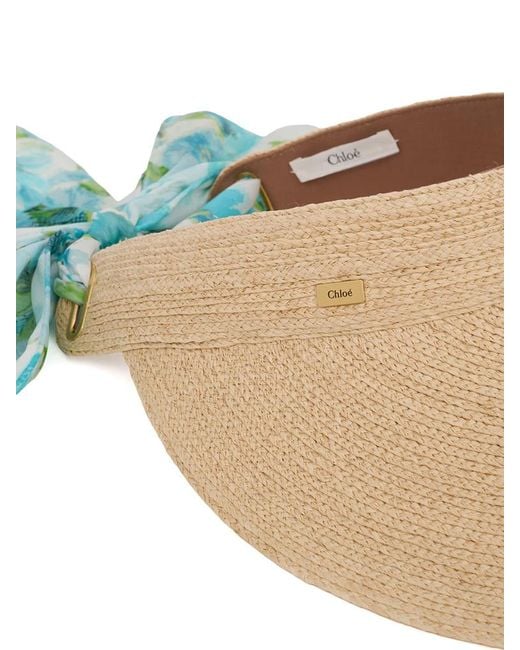 Chloé Blue Chloé Raffia Visor
