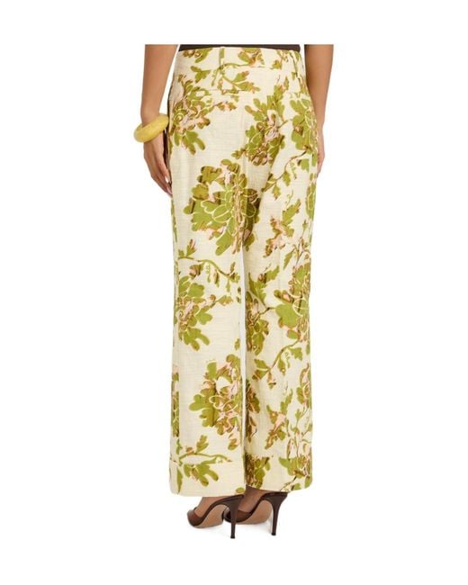 LaDoubleJ Yellow Hendrix Floral-Print Woven Trousers