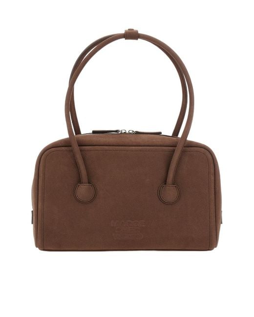 MARGE SHERWOOD Brown Structured Leather Shoulder Bag