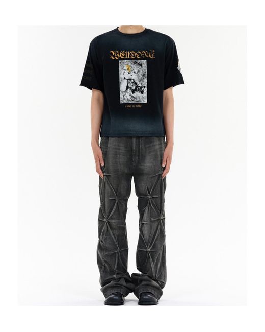 we11done Black Sprayed Teddy T-Shirt for men
