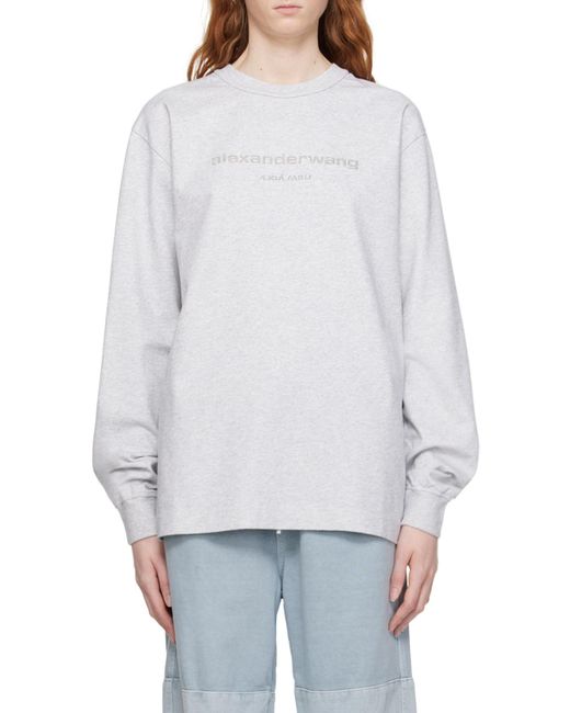 Alexander Wang White Puff Logo Long-Sleeved T-Shirt