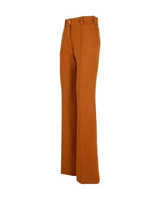 Patou Brown Crease Detailed Flared Pants