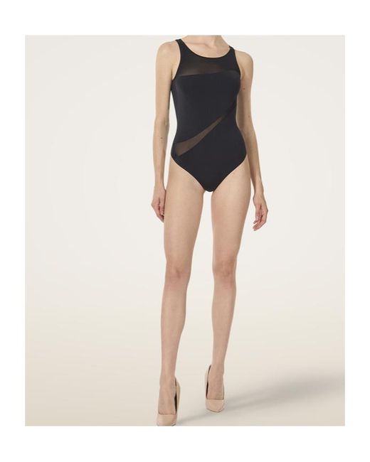Wolford Black Shade Sheer Panel String Body