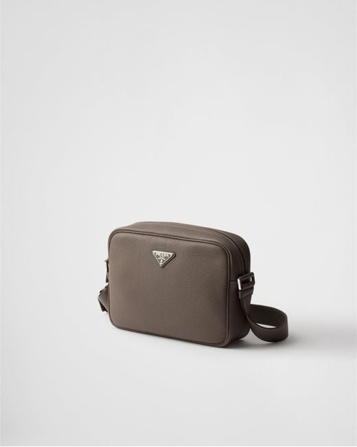 Prada Brown Textured Leather Crossbody Bag for men