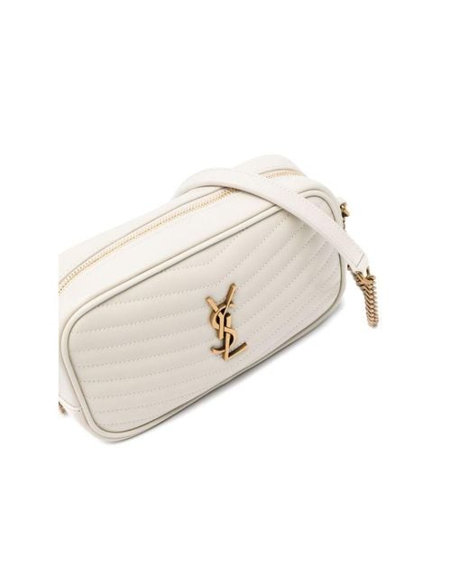 Saint Laurent Natural Lou Logo Plaque Mini Shoulder Bag