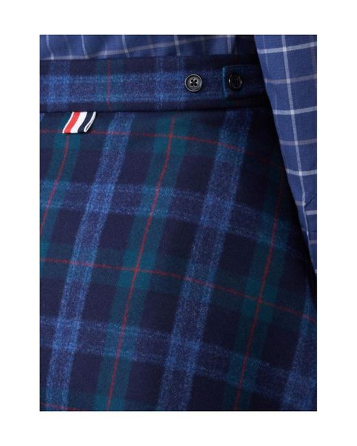 Thom Browne Blue Checked A-Line Skirt