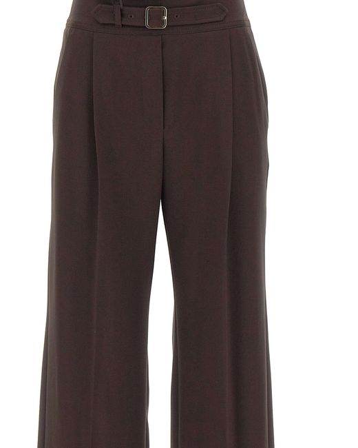 Marella Brown Double-Waistband Casual Trousers