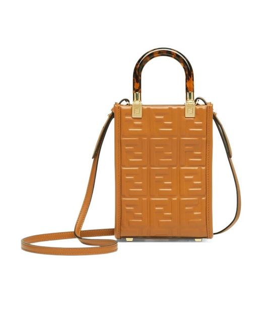 Fendi Brown Leather Mini-Bag With Ff Motif