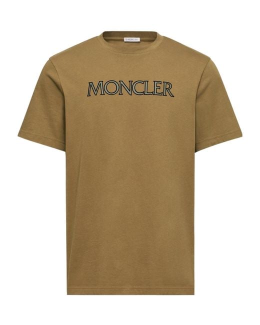 Moncler Green Logo Embroidered Crewneck T-Shirt for men