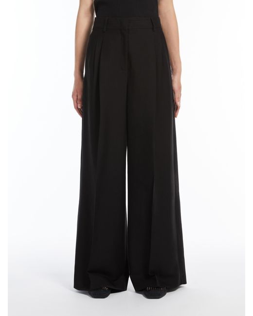 Weekend by Maxmara Black Viscose And Linen Wide Trousers