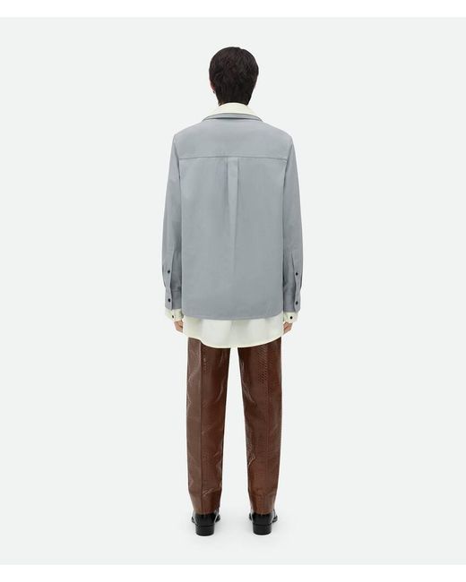 Bottega Veneta Gray Double Layer Long-Sleeved Shirt for men