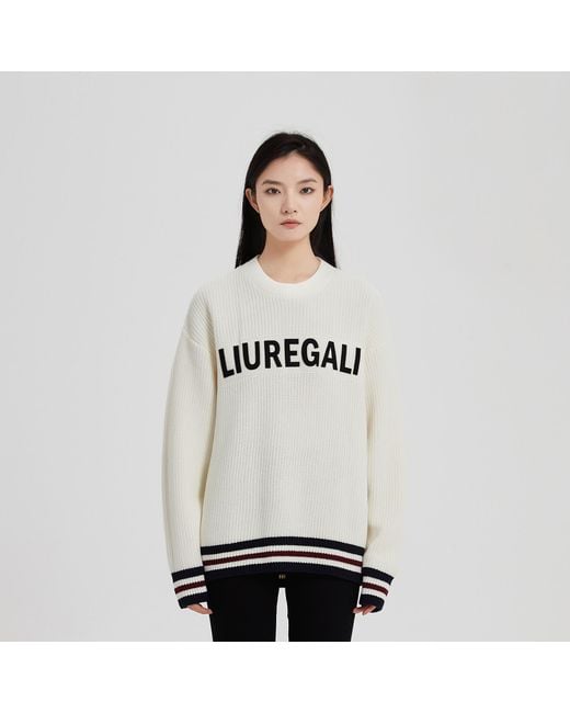 LIU REGALI White Long-Sleeved Sweater for men