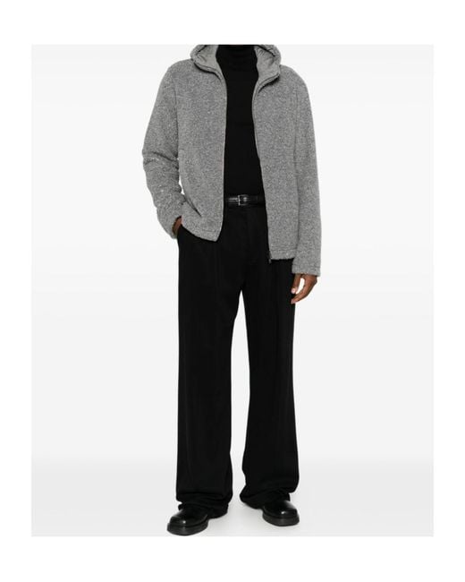 Herno Gray Hooded Bouclé-Effect Coat for men