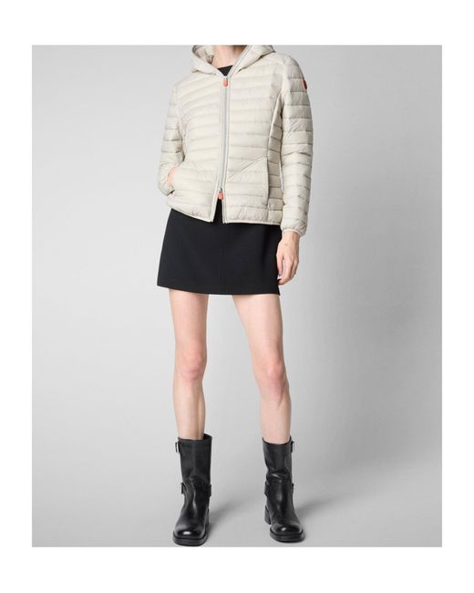 Save The Duck Gray Daisy Hooded Puffer Jacket