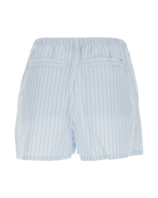 DUNST Blue Pajama Mini Striped Drawstring Shorts