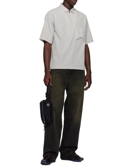 Stone Island Black Logo Patch Belt Bag for men