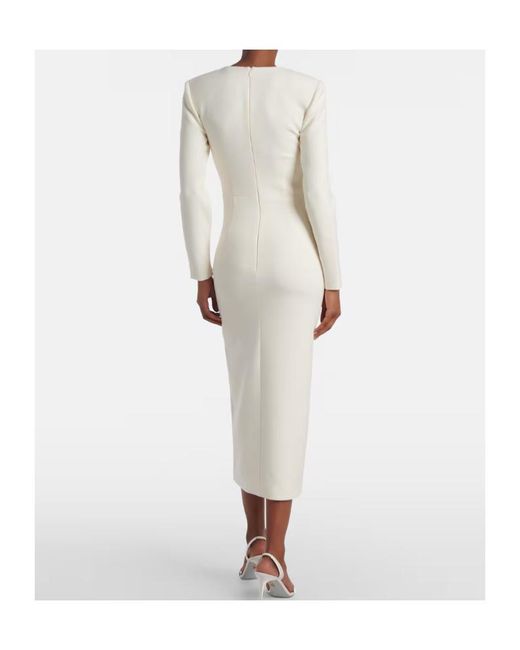Roland Mouret White Floral-Appliqué Crêpe Midi Dress
