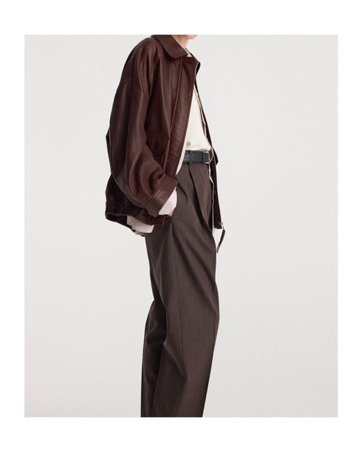Rohe Brown Grain Leather Aviator Jacket