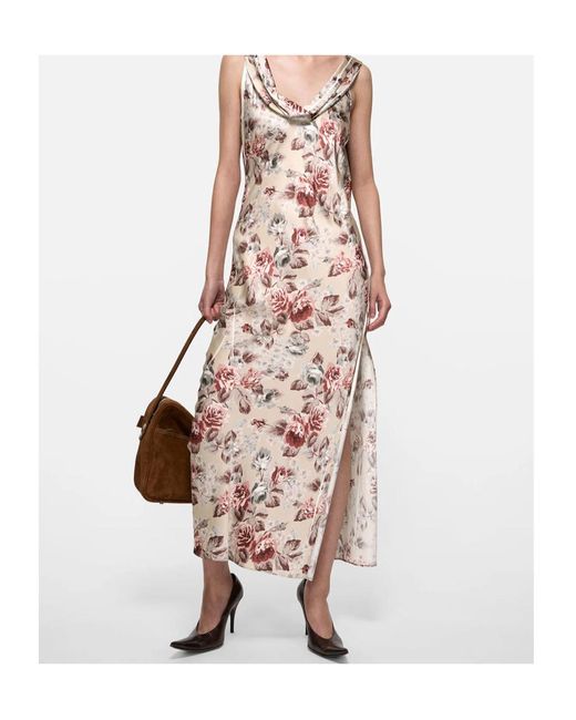 Acne White Draped Print Dress