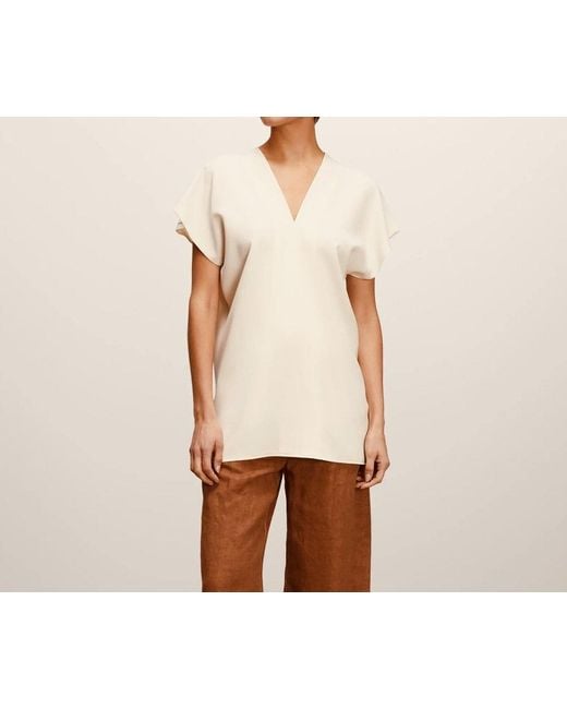Aspesi Natural V-Neck Satin Blouse