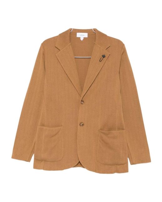 Lardini Brown Ribbed-Knit Blazer for men