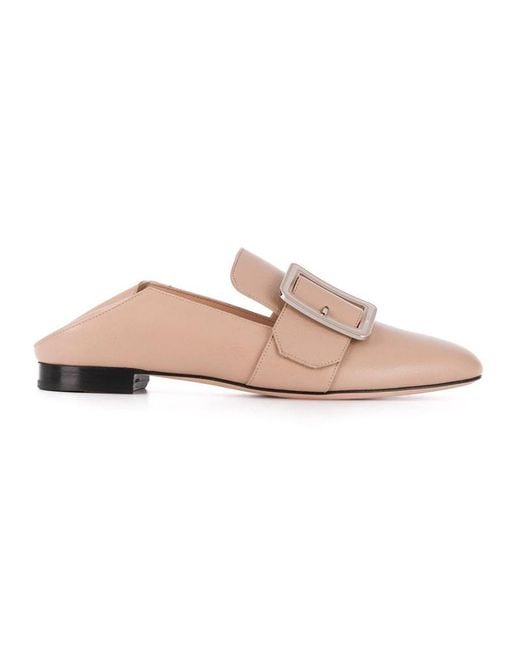 Bally Pink Buckled Leather Loafers