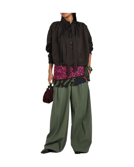 Dries Van Noten Green Pamplona Wide-Leg Stretch-Cotton Poplin Trousers