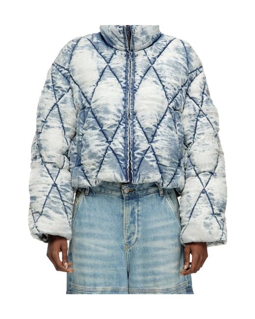 DIESEL Blue W-Histel Zip-Up Puffer Jacket