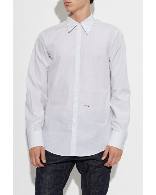 DSquared² White Easy Slim 70's Pin Collar Shirt for men