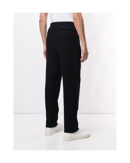 Giorgio Armani Blue High-Waisted Ribbed Trousers for men