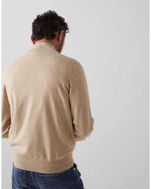 Brunello Cucinelli White High Neck Zip Front Sweatshirt for men