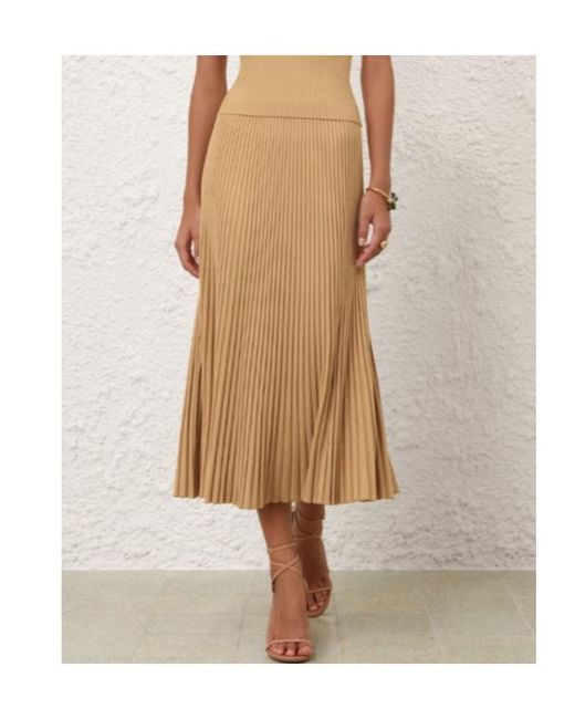 Zimmermann Natural Luna Metallic Midi Skirt