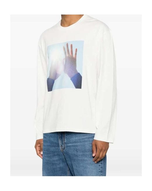 Jil Sander Blue Photograph-Print Long-Sleeve T-Shirt for men