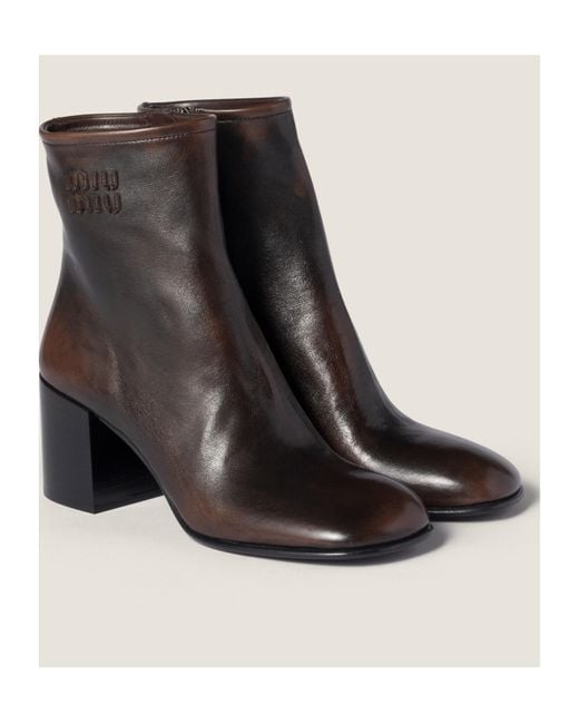 Miu Miu Black Fumé Calf Booties