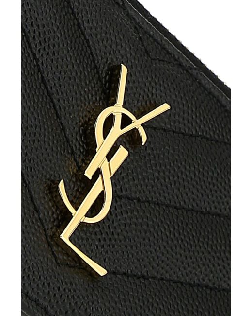Saint Laurent Black Cassandre Matelassé Zipped Fragments Card Case