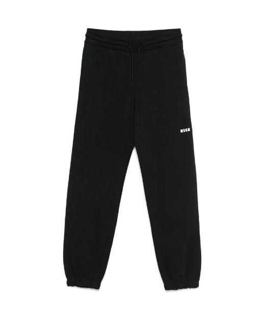 MSGM Black Cotton Track Pants