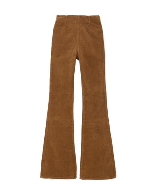 Veronica Beard Brown Beverly Stretch-Cotton Corduroy Flared Pants