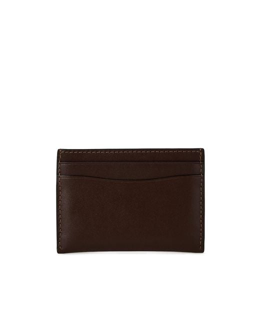 COACH Brown Minimalist Leather Card Holder