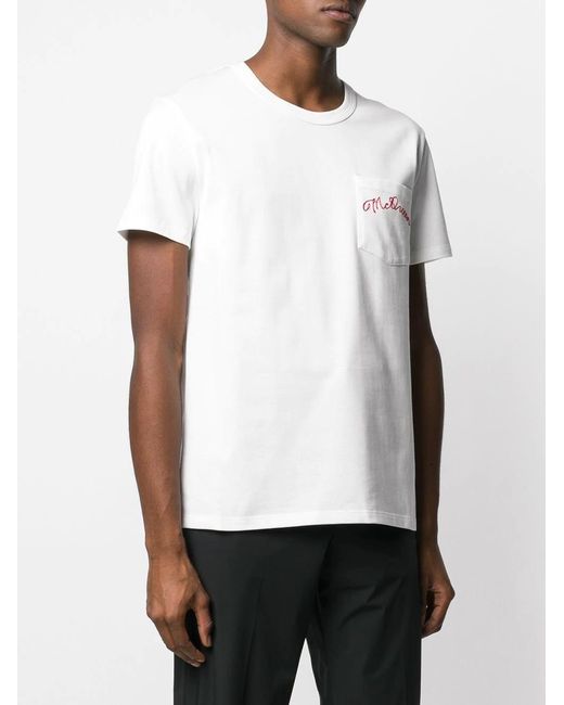 McQueen White Mcqueen Embroidered T-Shirt for men